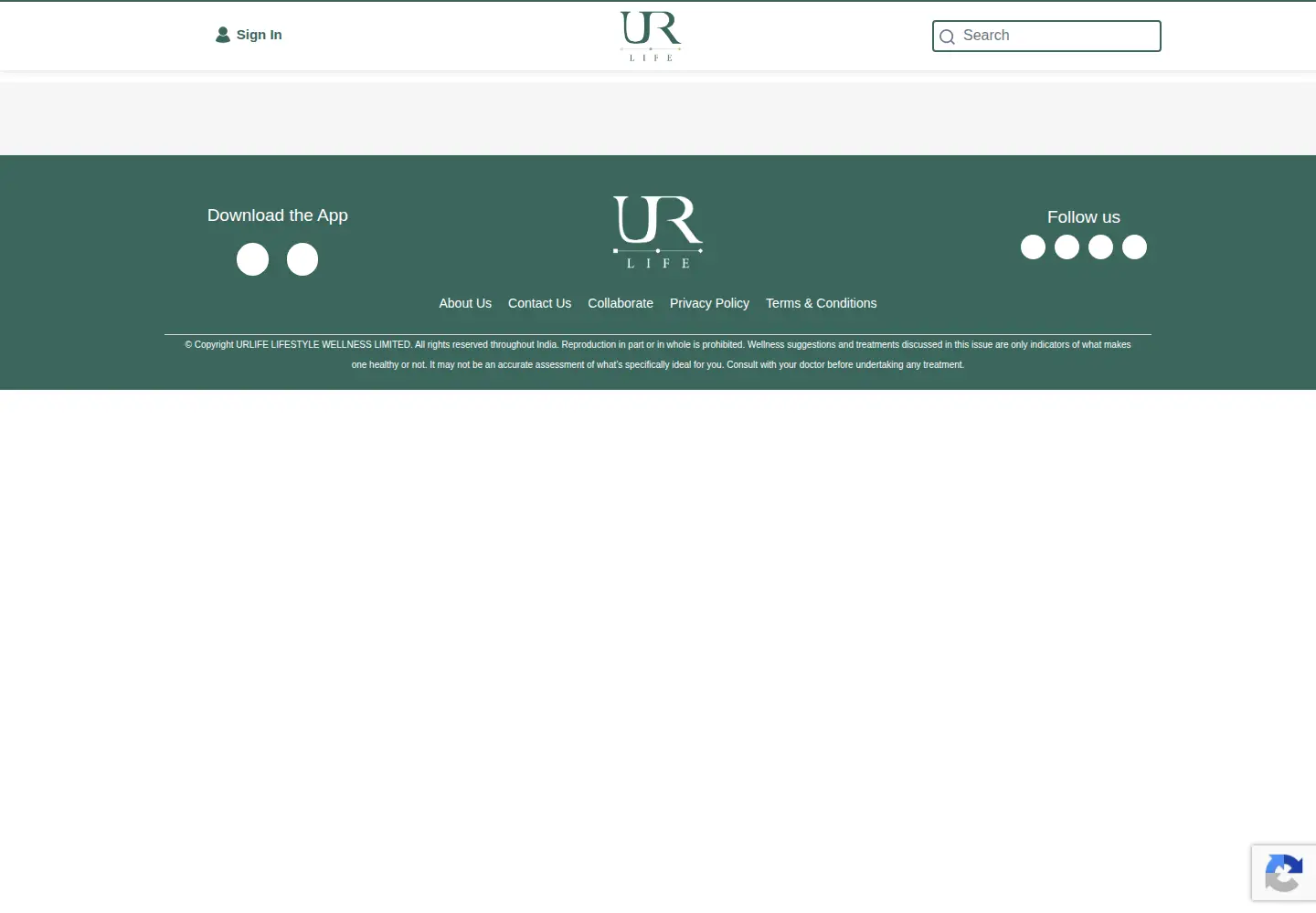 Captured homepage of ur.life in the current scan