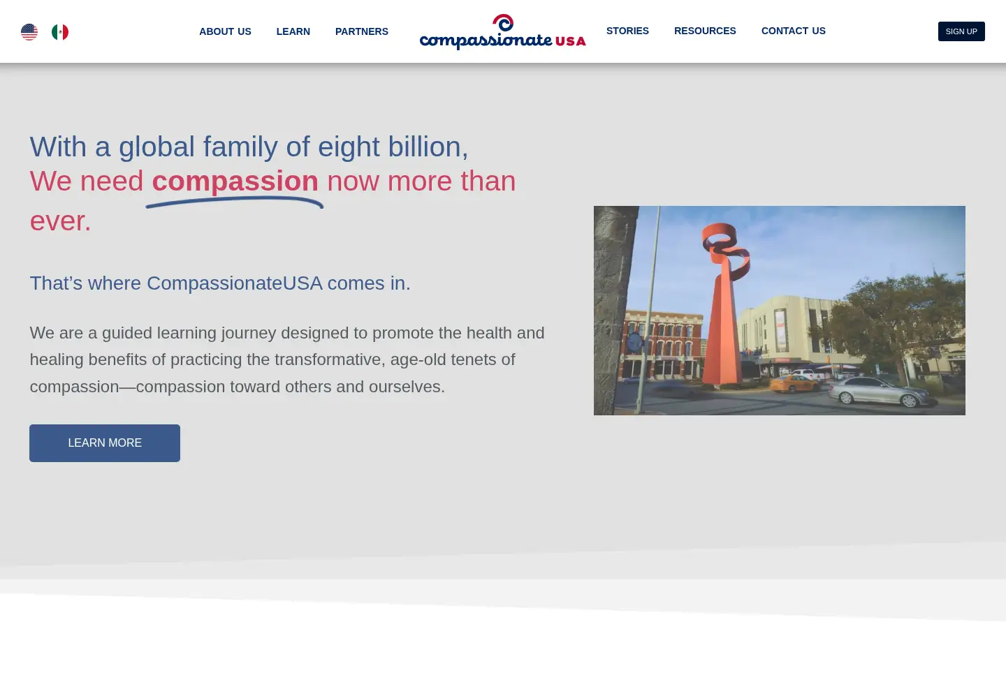 Captured homepage of compassionateusa.org in the current scan