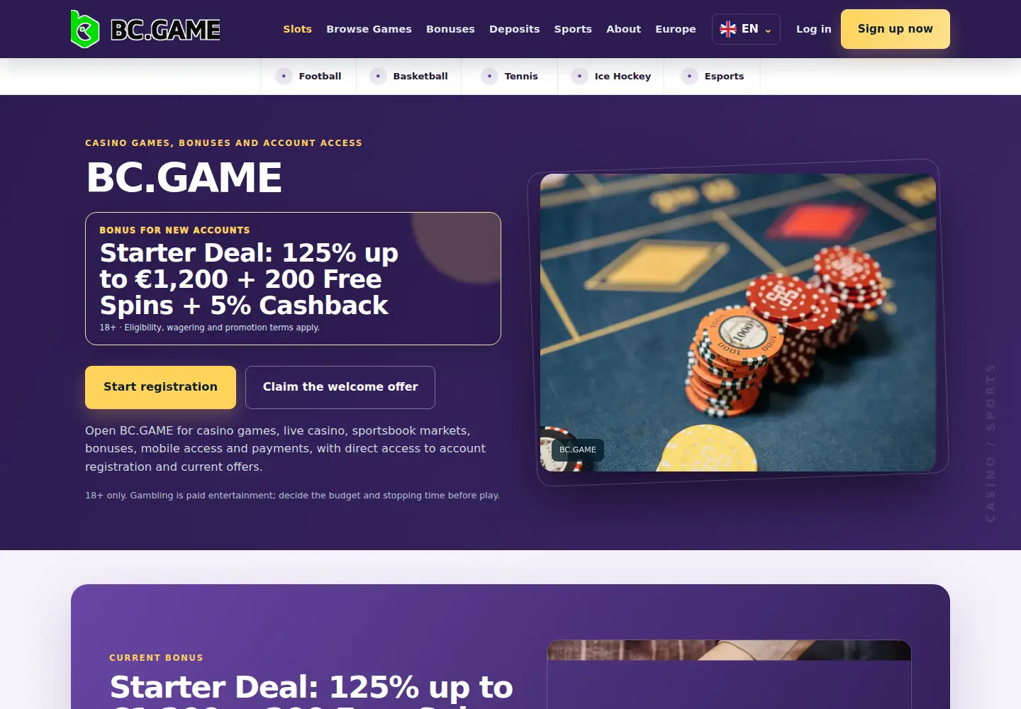 Screenshot of bcgamecasino.eu