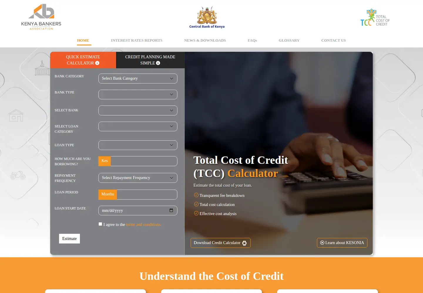 Screenshot of costofcredit.co.ke