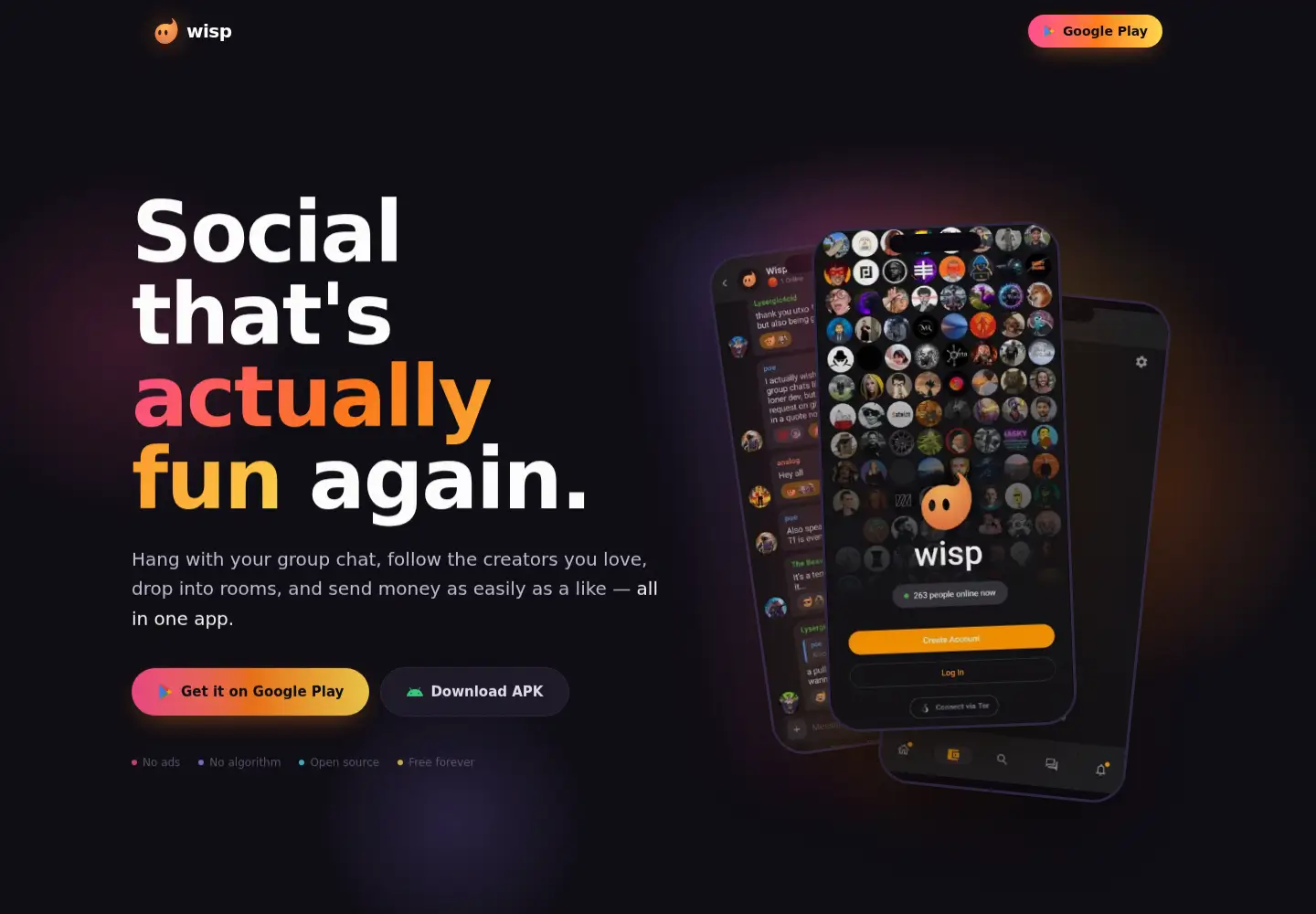 Screenshot of wisp.mobile
