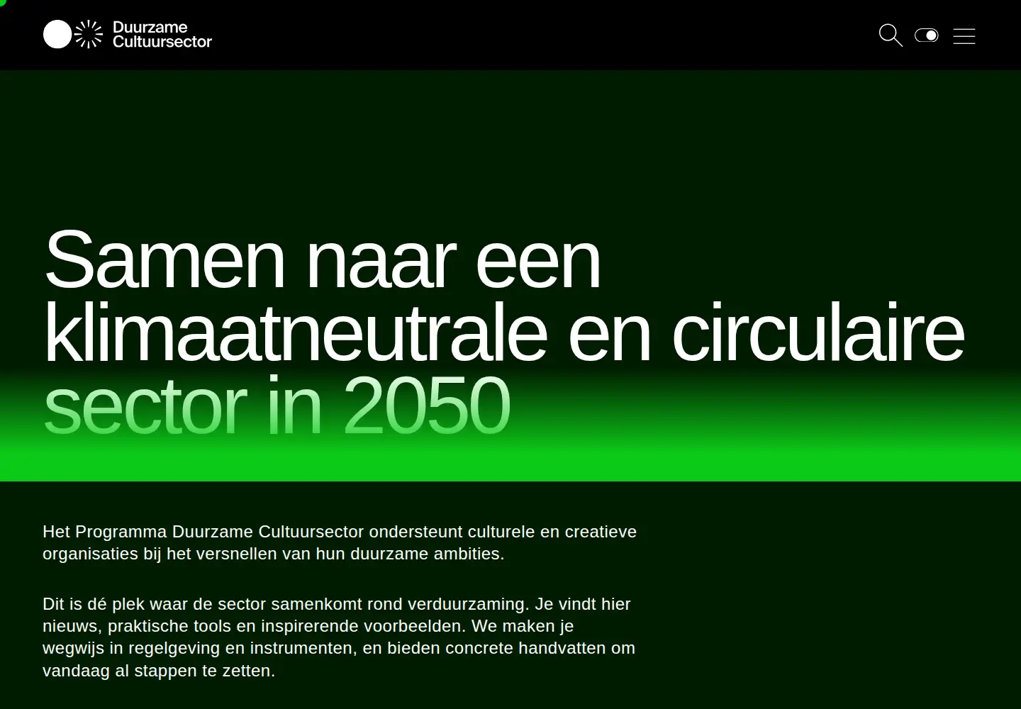 Screenshot of duurzamecultuursector.nl