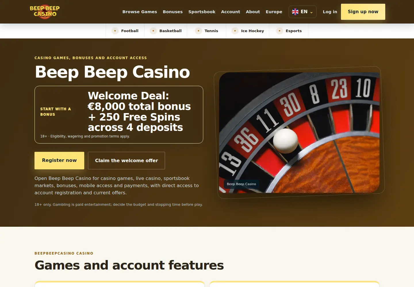 Screenshot of beepbeepcasino.eu