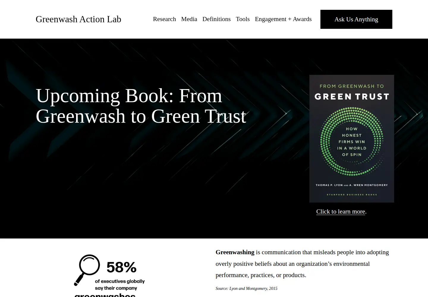 Captured homepage of greenwashaction.com in the current scan
