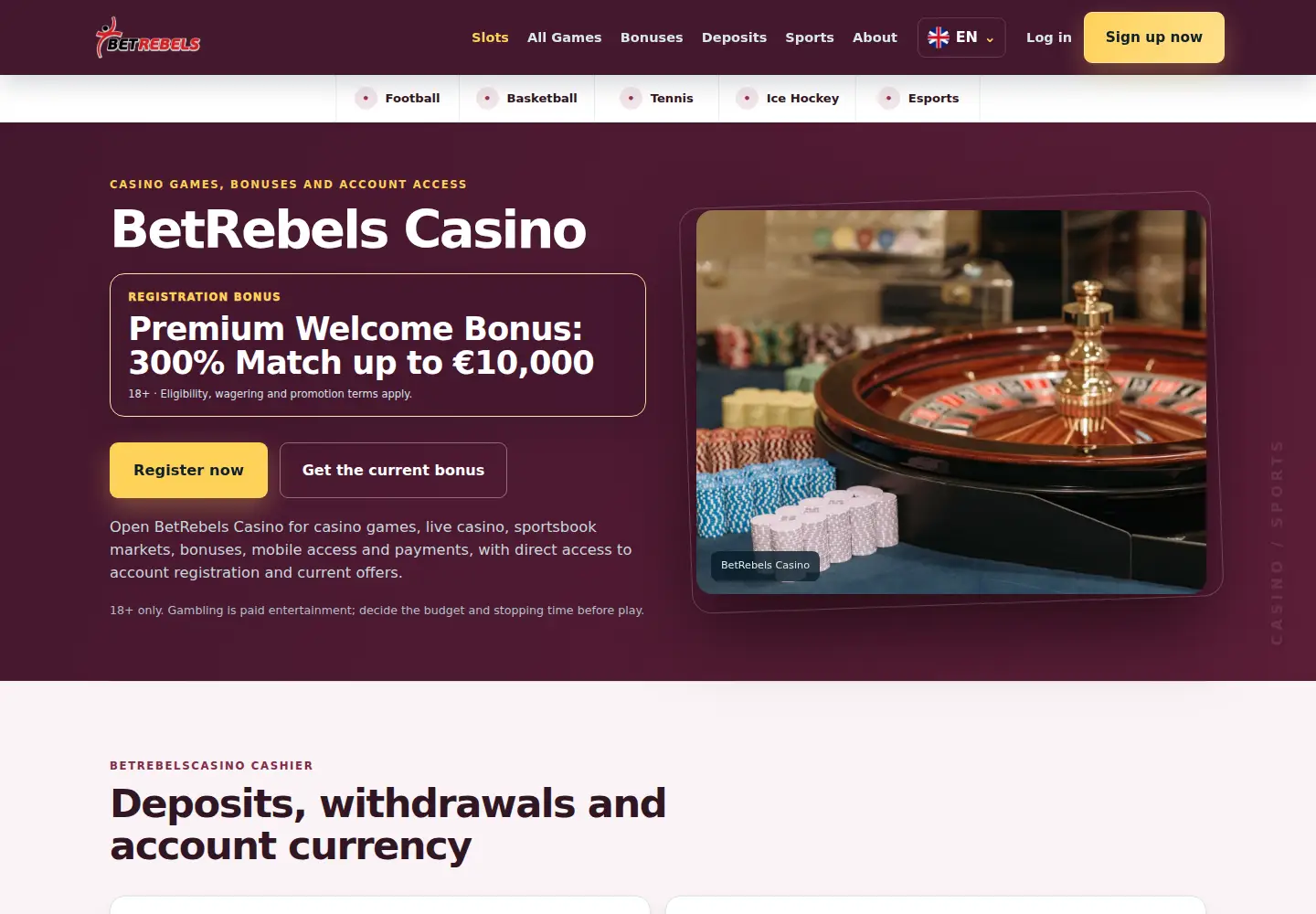 Screenshot of betrebelscasino.eu