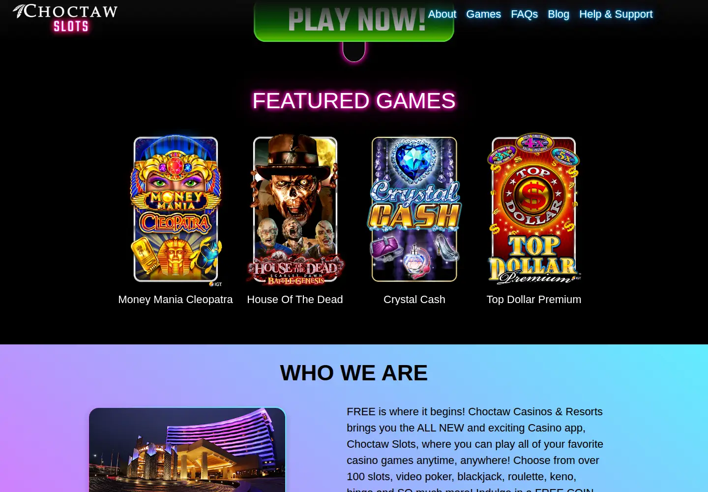 Screenshot of choctawslots.com