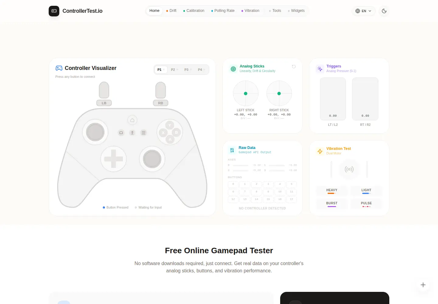 Captured homepage of controllertest.io in the current scan
