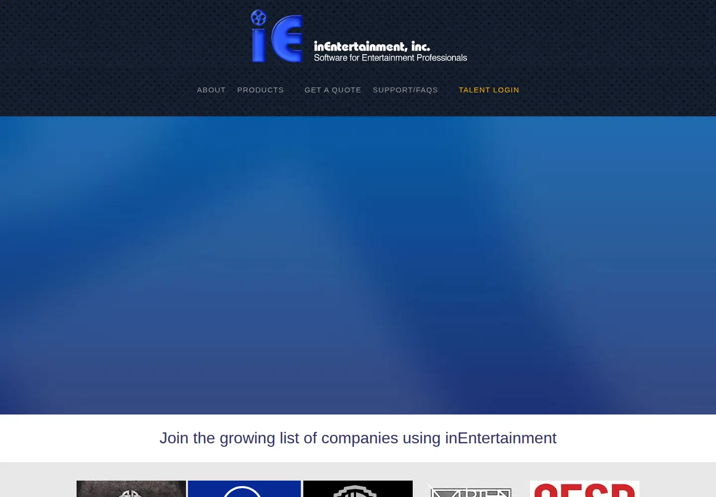 Captured homepage of inentertainment.com in the current scan
