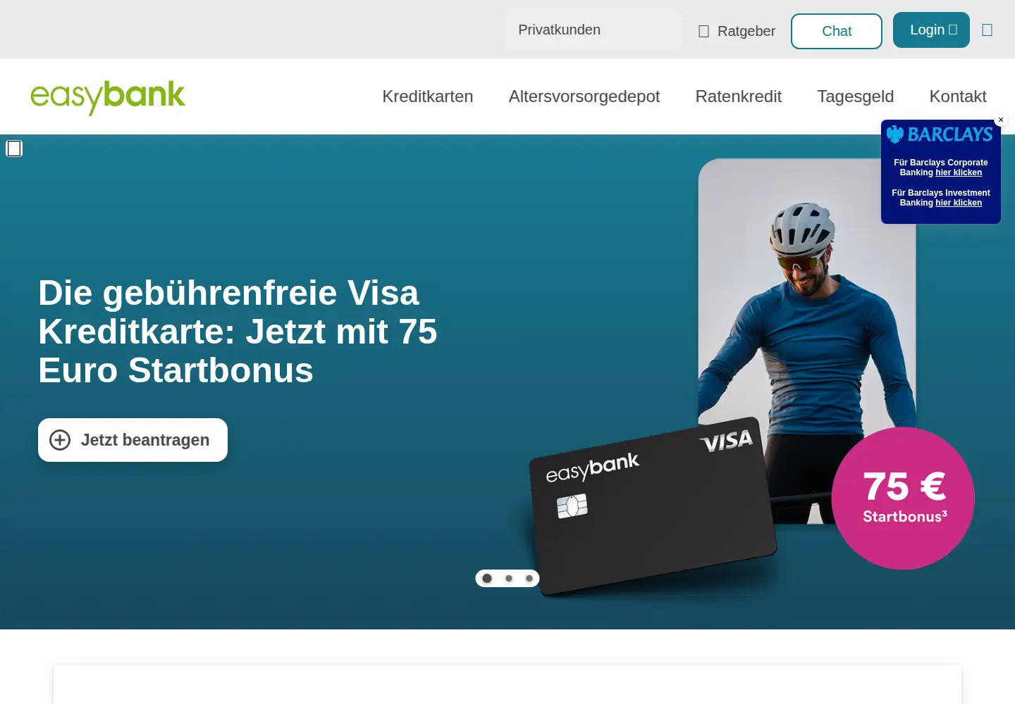 Captured homepage of barclays.de in the current scan
