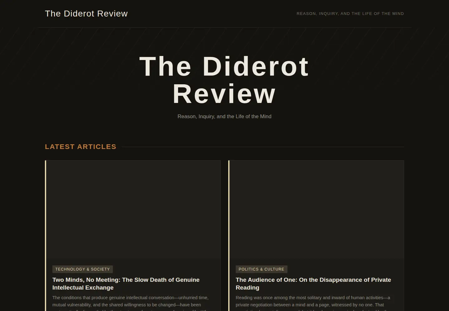 Captured homepage of diderot.one in the current scan