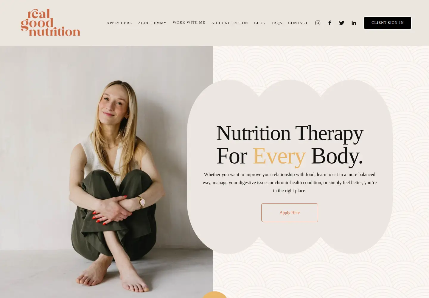 Captured homepage of therealgoodnutrition.com in the current scan