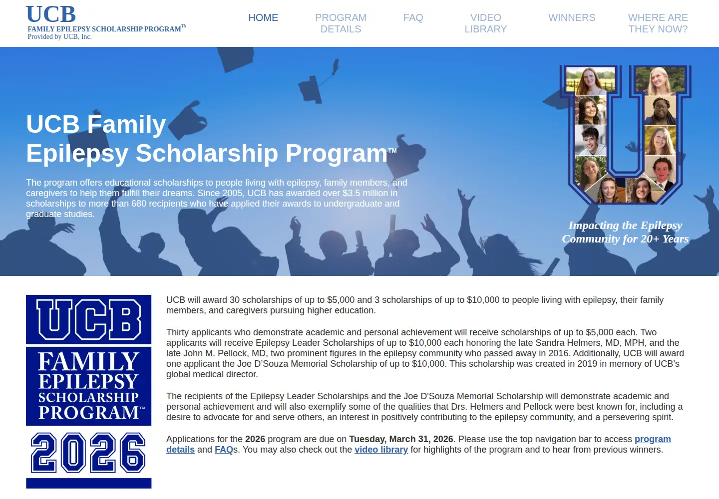 Screenshot of ucbepilepsyscholarship.com
