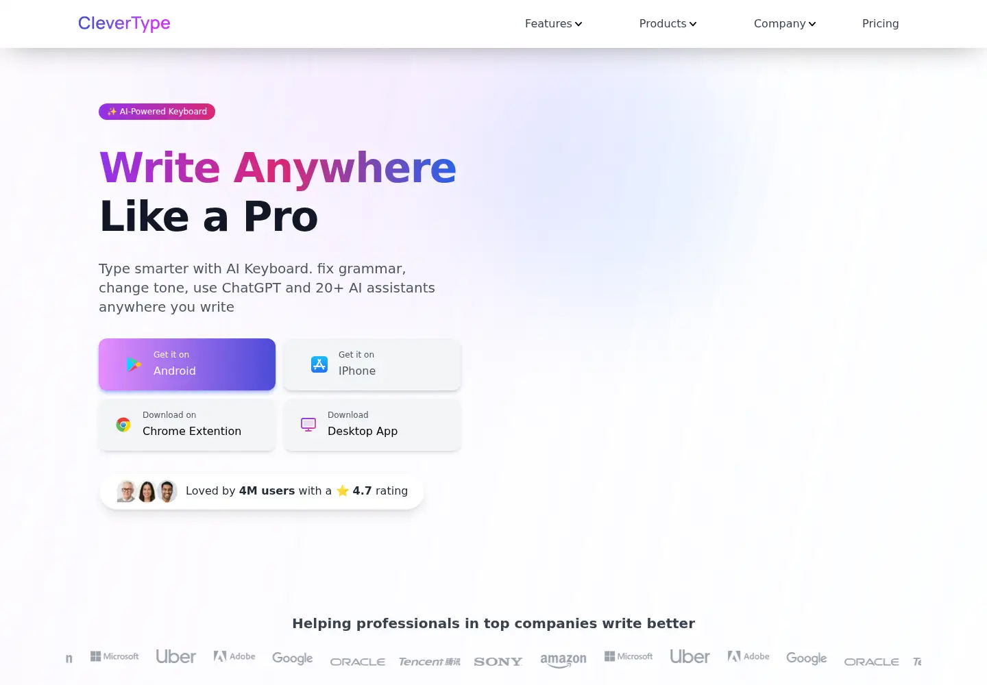 Captured homepage of clevertype.co in the current scan