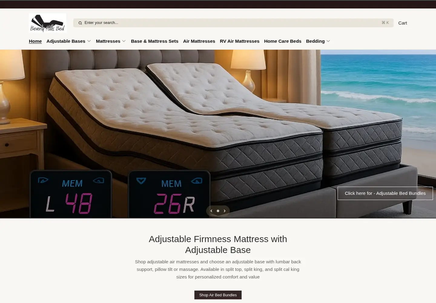 Screenshot of beverlyhillsbed.com