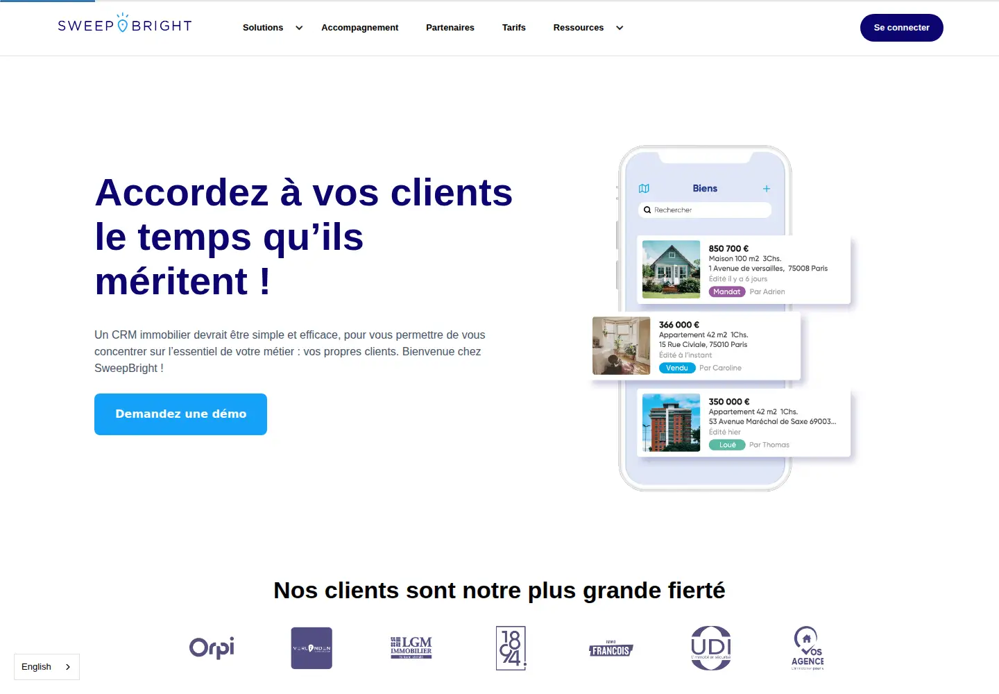 Captured homepage of sweepbright.com in the current scan