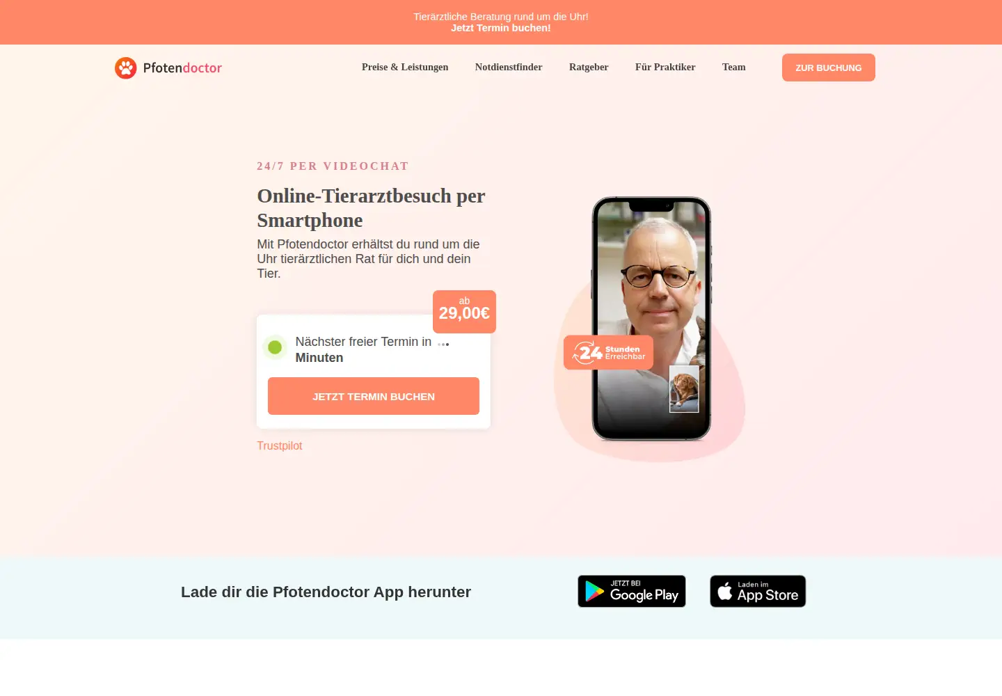 Screenshot of pfotendoctor.de