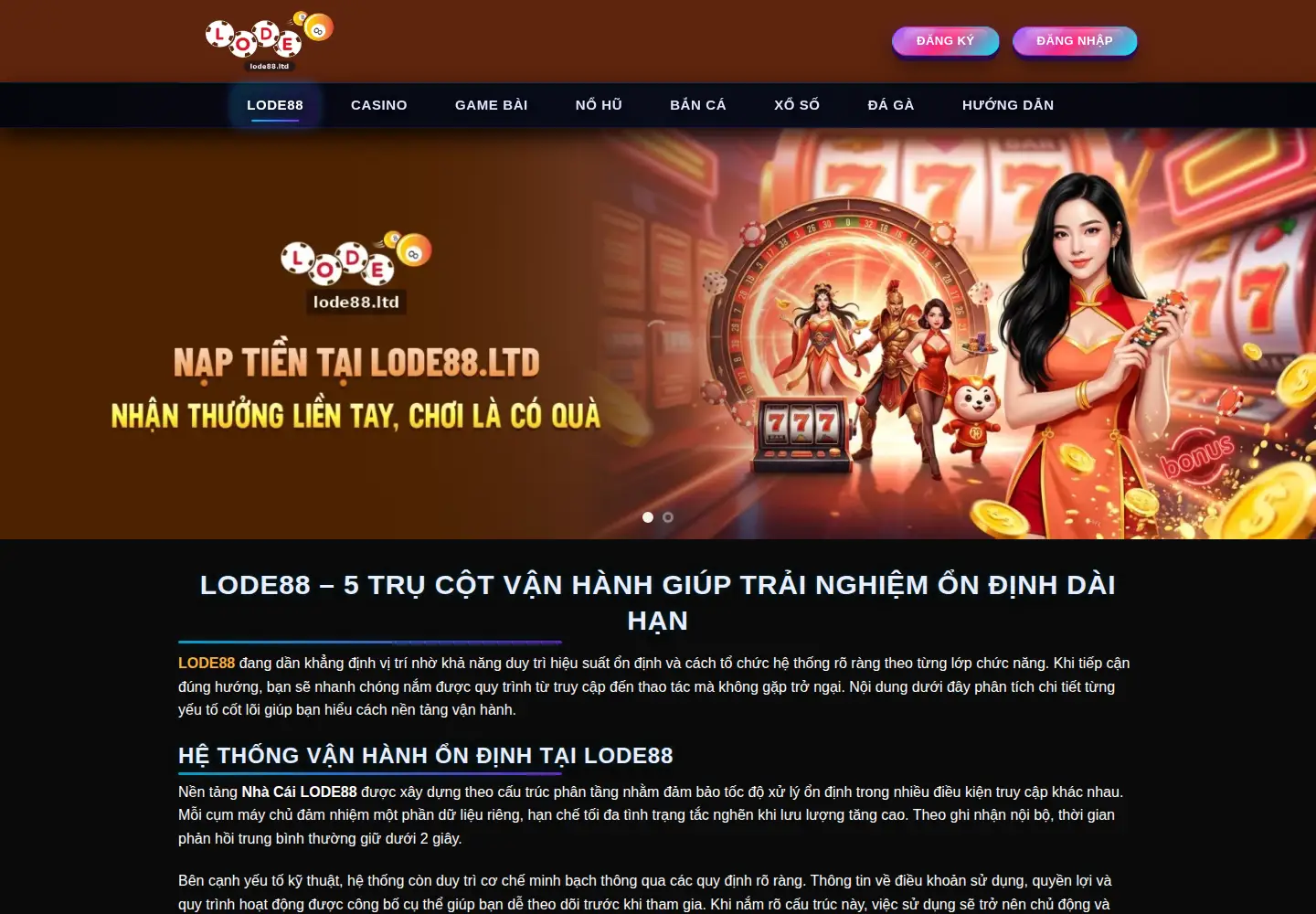 Captured homepage of lode88.ltd in the current scan