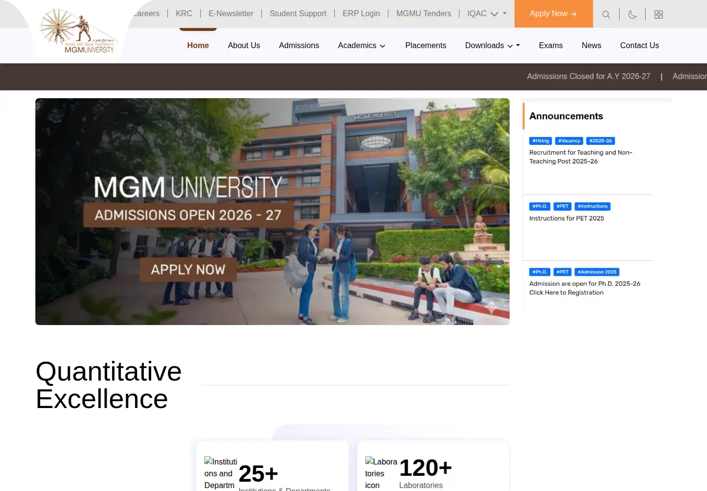 Screenshot of mgmu.ac.in