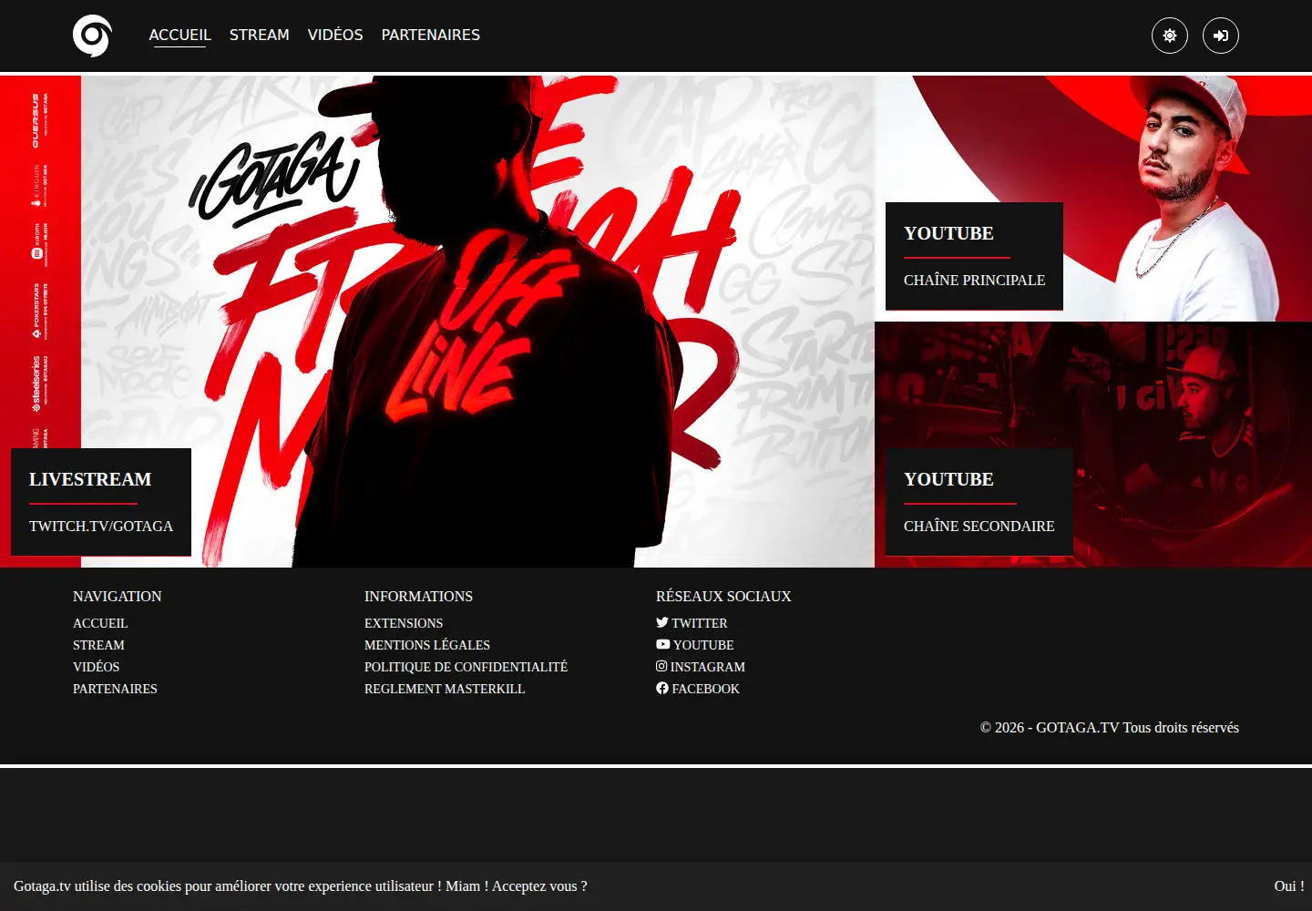 Captured homepage of gotaga.tv in the current scan