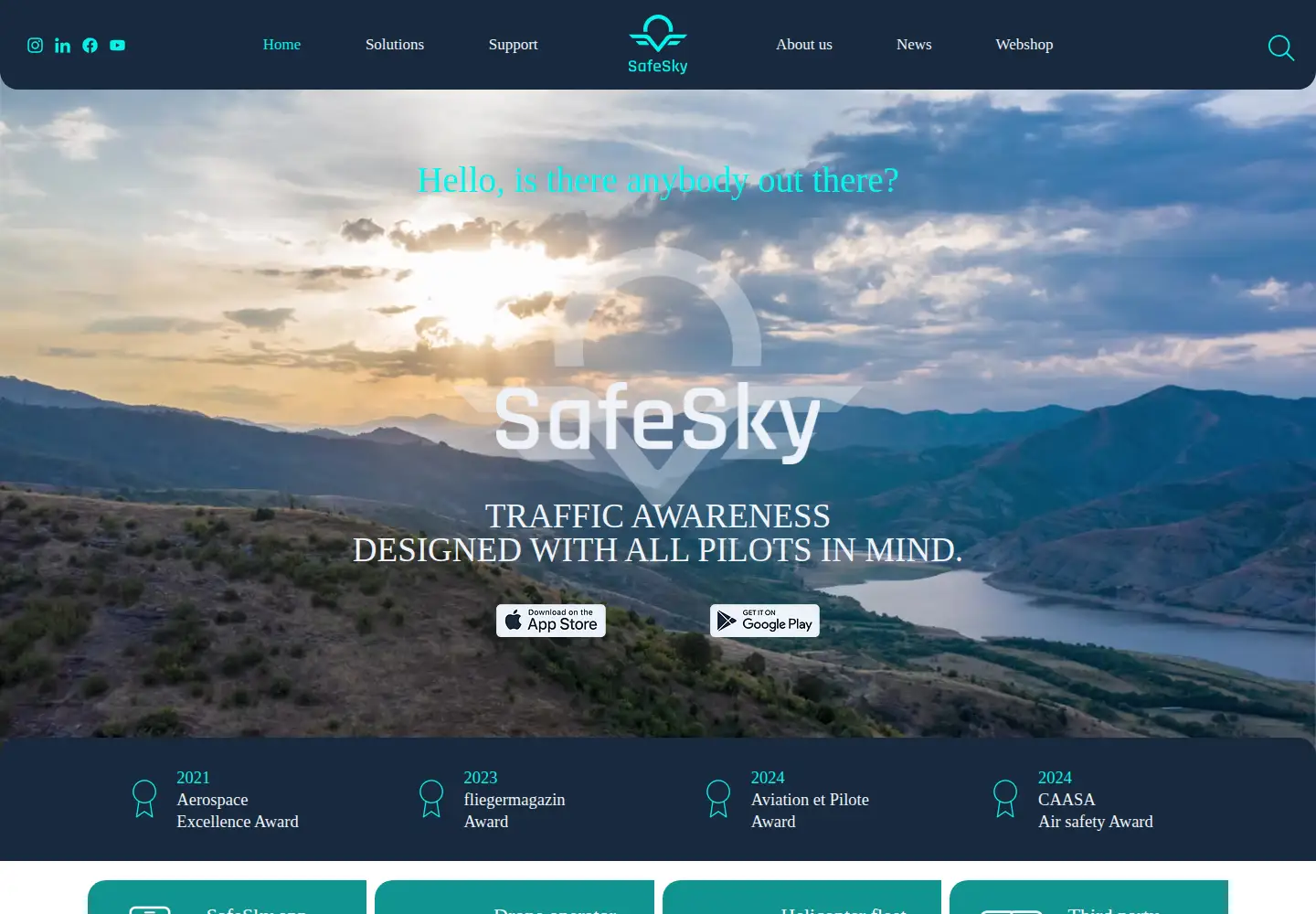 Captured homepage of safesky.app in the current scan
