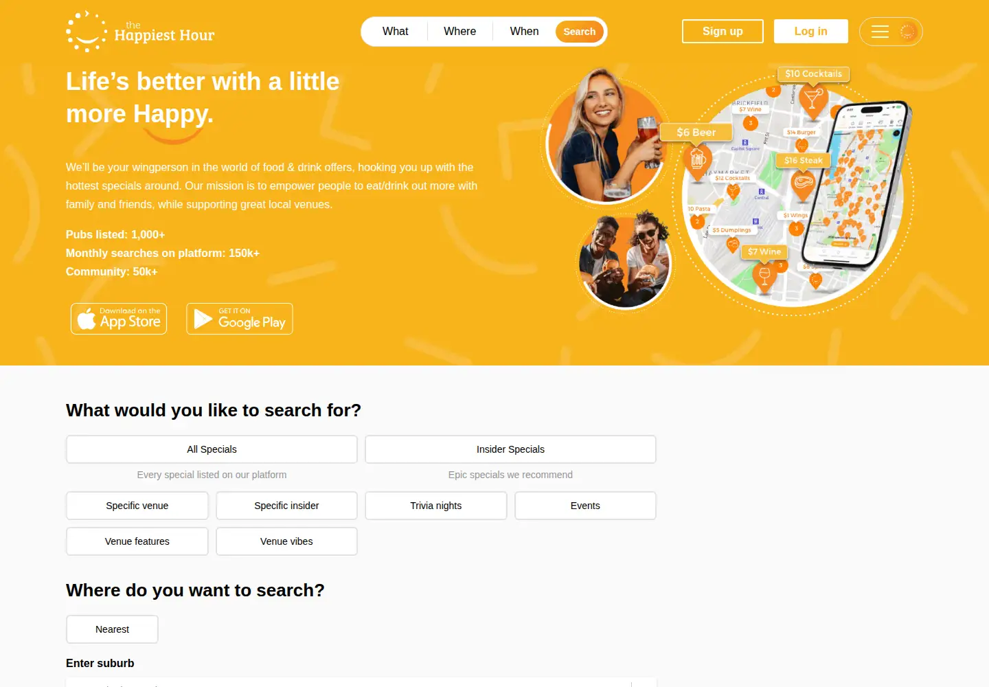 Screenshot of thehappiesthour.com
