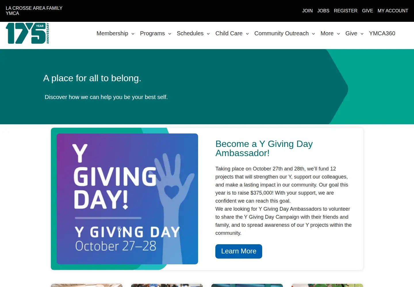 Screenshot of laxymca.org