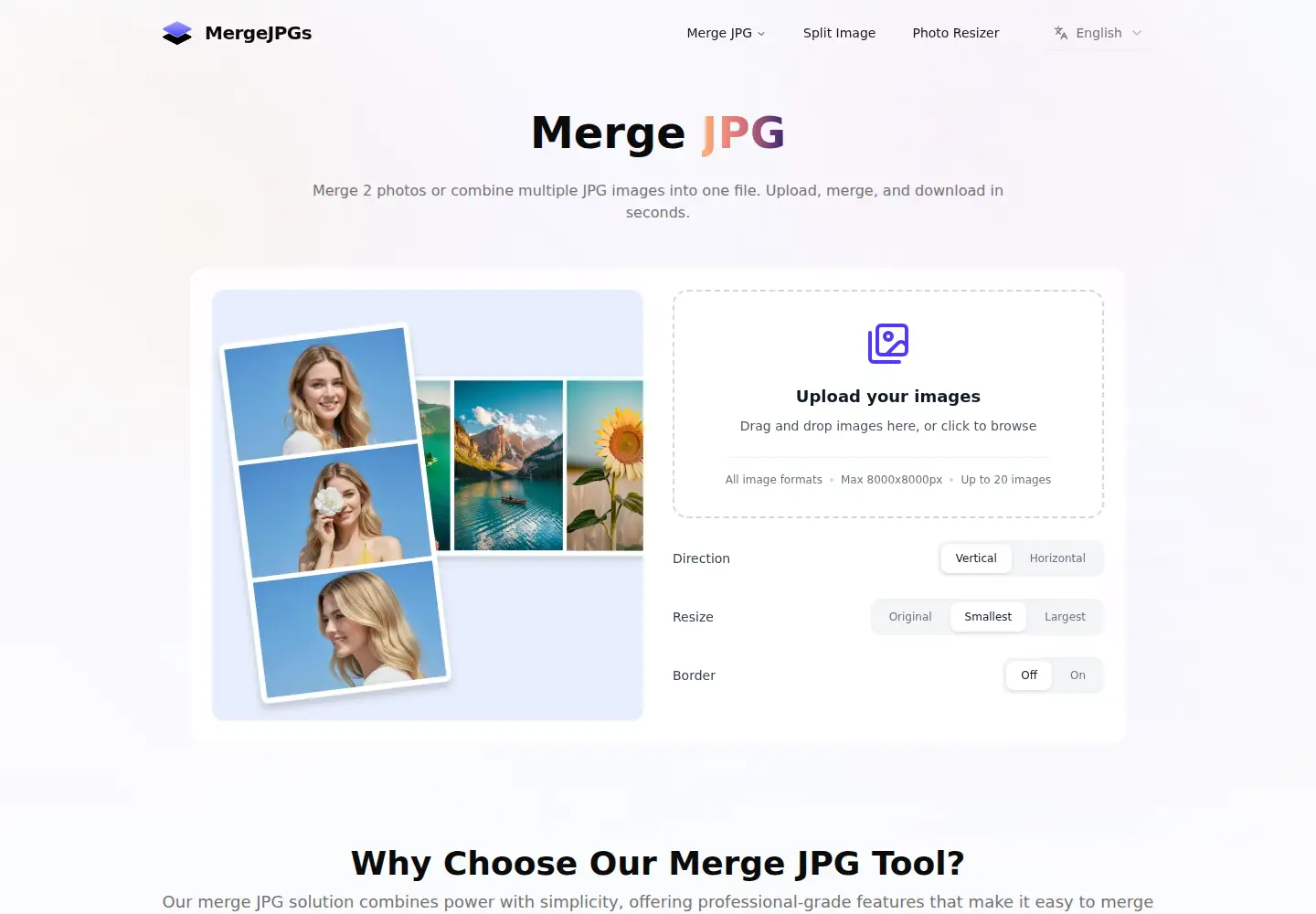 Screenshot of mergejpgs.com