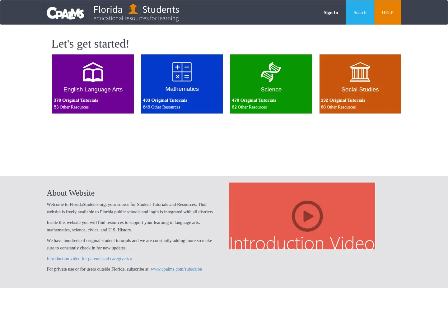 Captured homepage of floridastudents.org in the current scan
