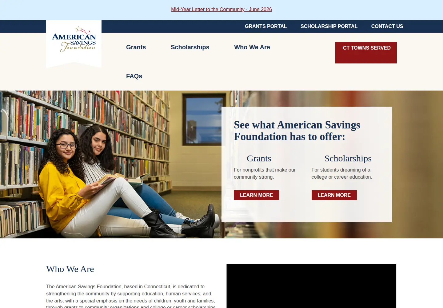 Captured homepage of asfdn.org in the current scan