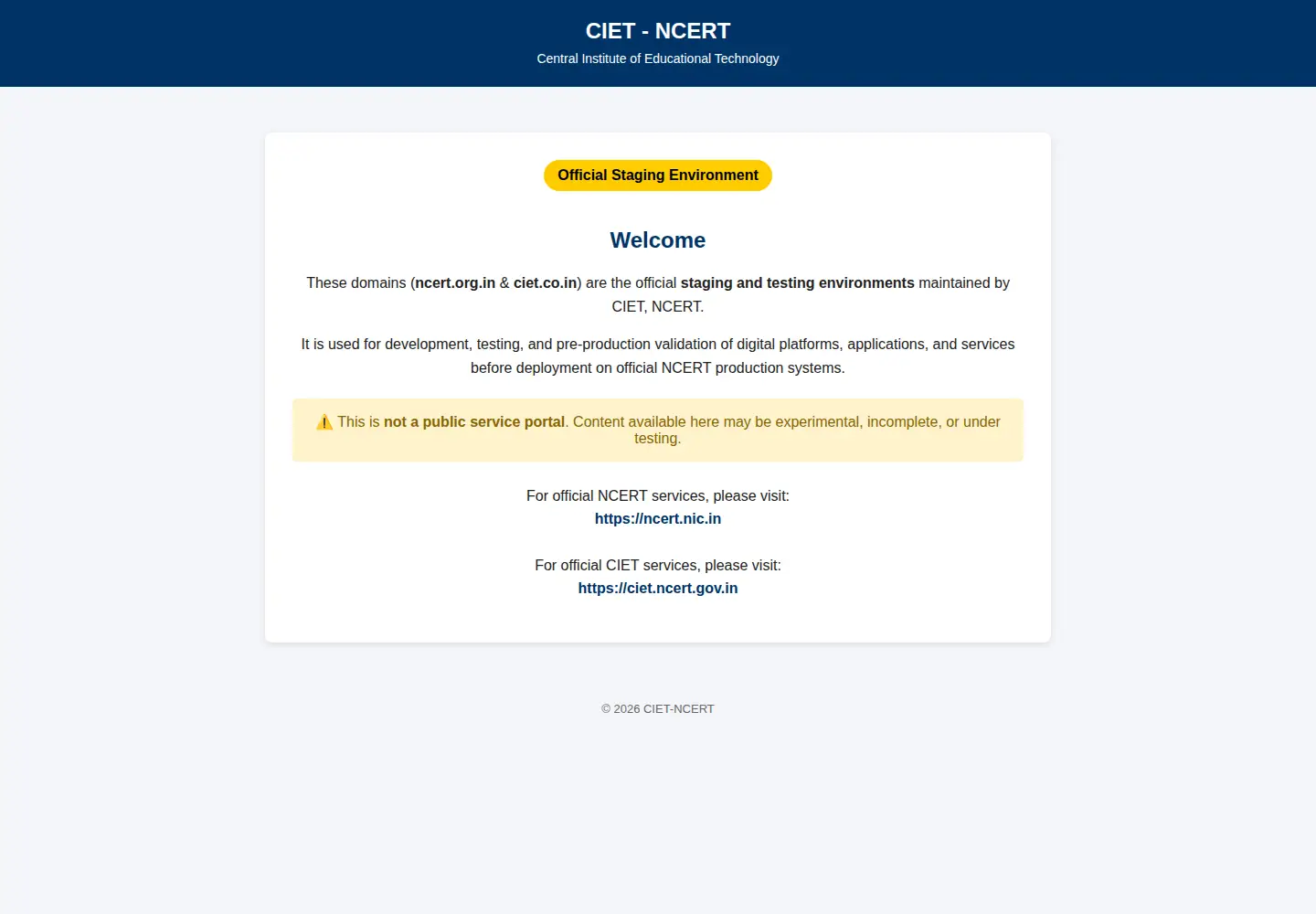 Captured homepage of ncert.org.in in the current scan