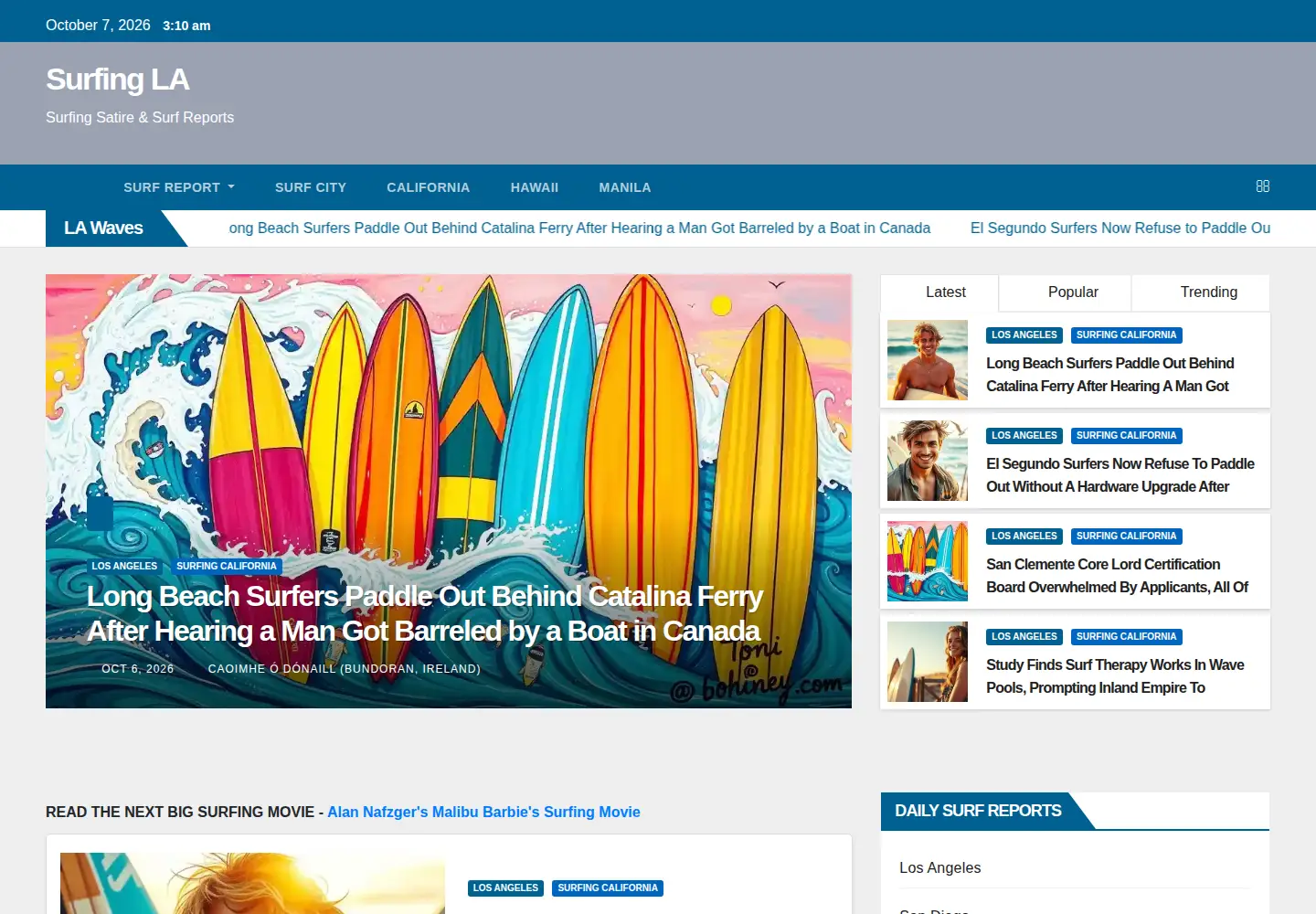 Captured homepage of surfing.la in the current scan