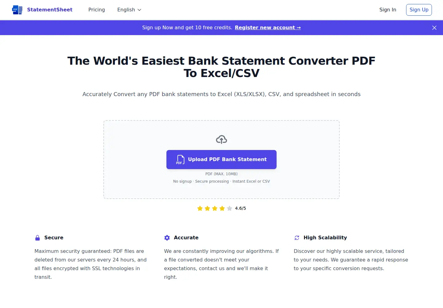 Screenshot of statementsheet.com