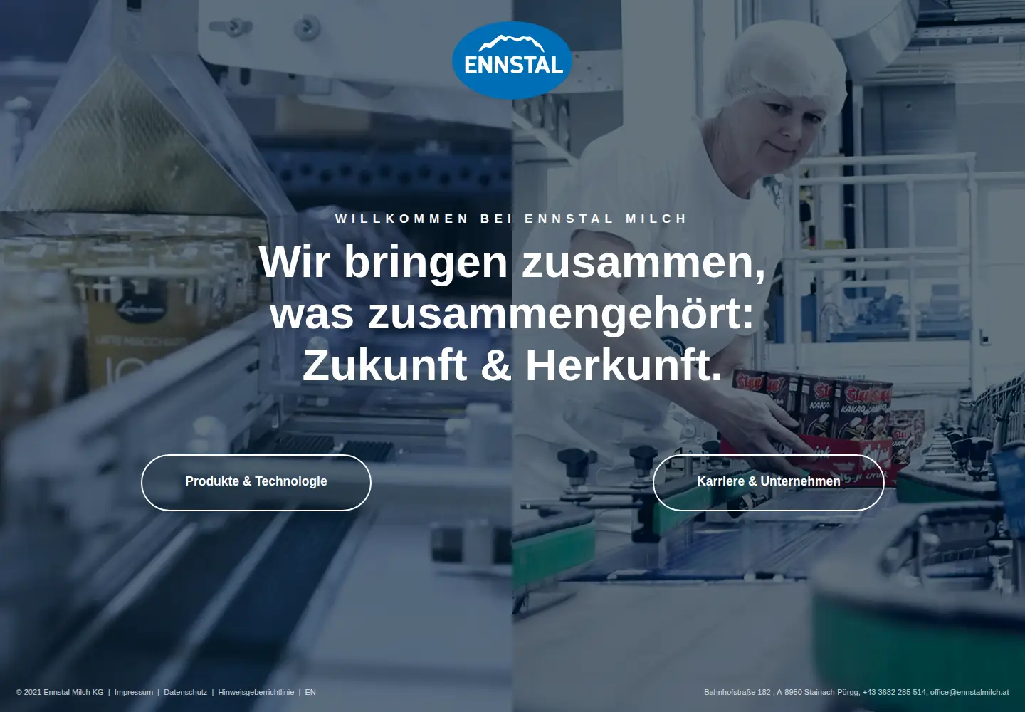 Captured homepage of ennstalmilch.at in the current scan