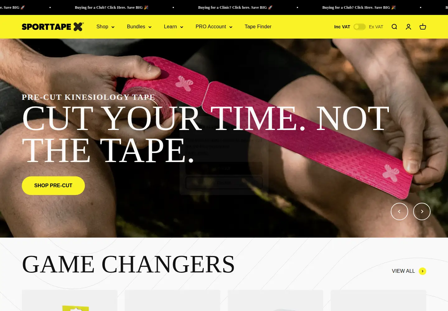 Captured homepage of sporttape.co.uk in the current scan