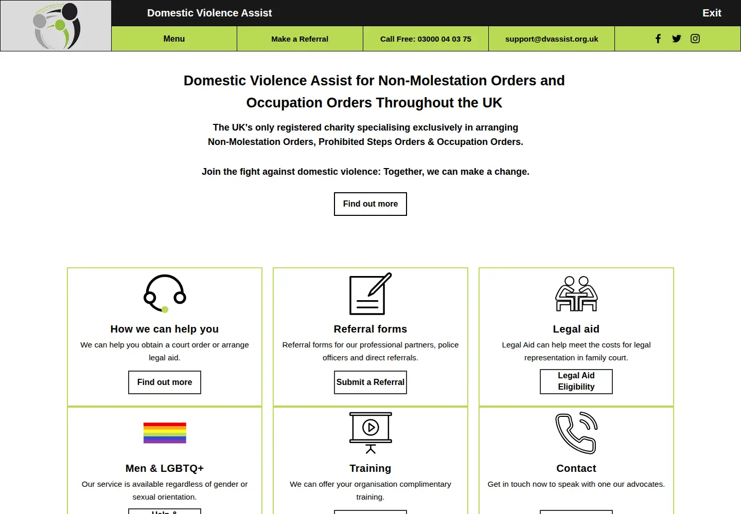 Captured homepage of dvassist.org.uk in the current scan