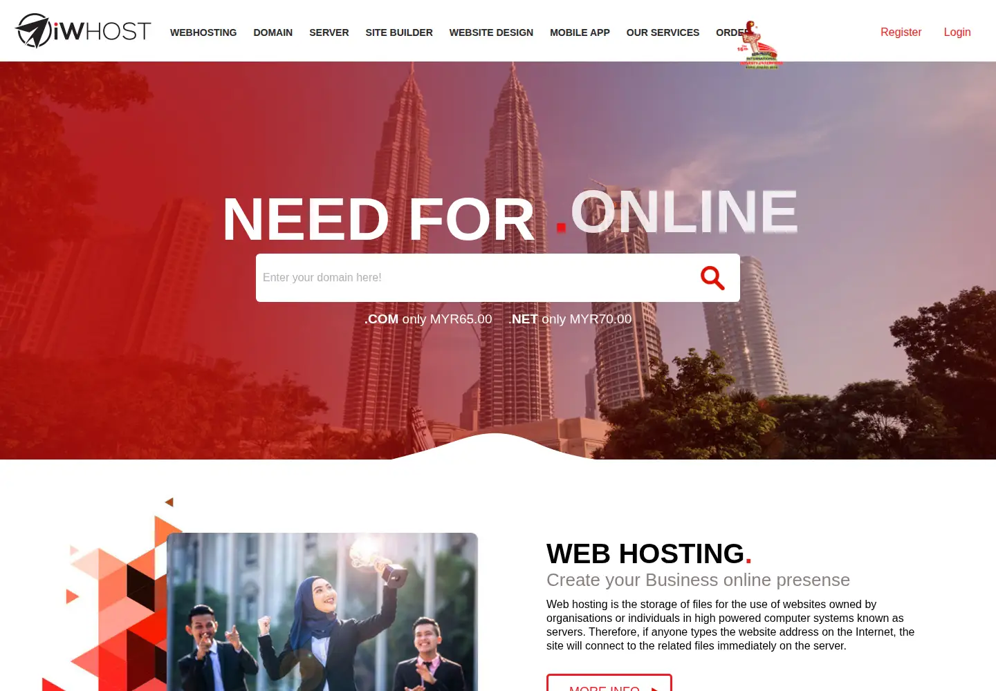 Captured homepage of iwhost.com in the current scan