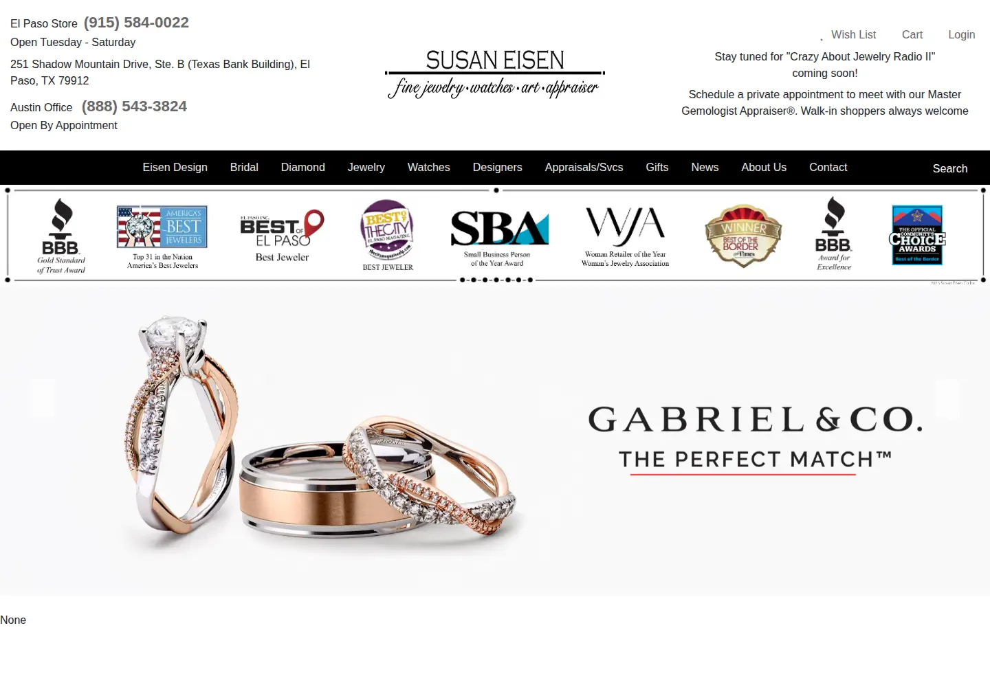 Captured homepage of susaneisen.com in the current scan