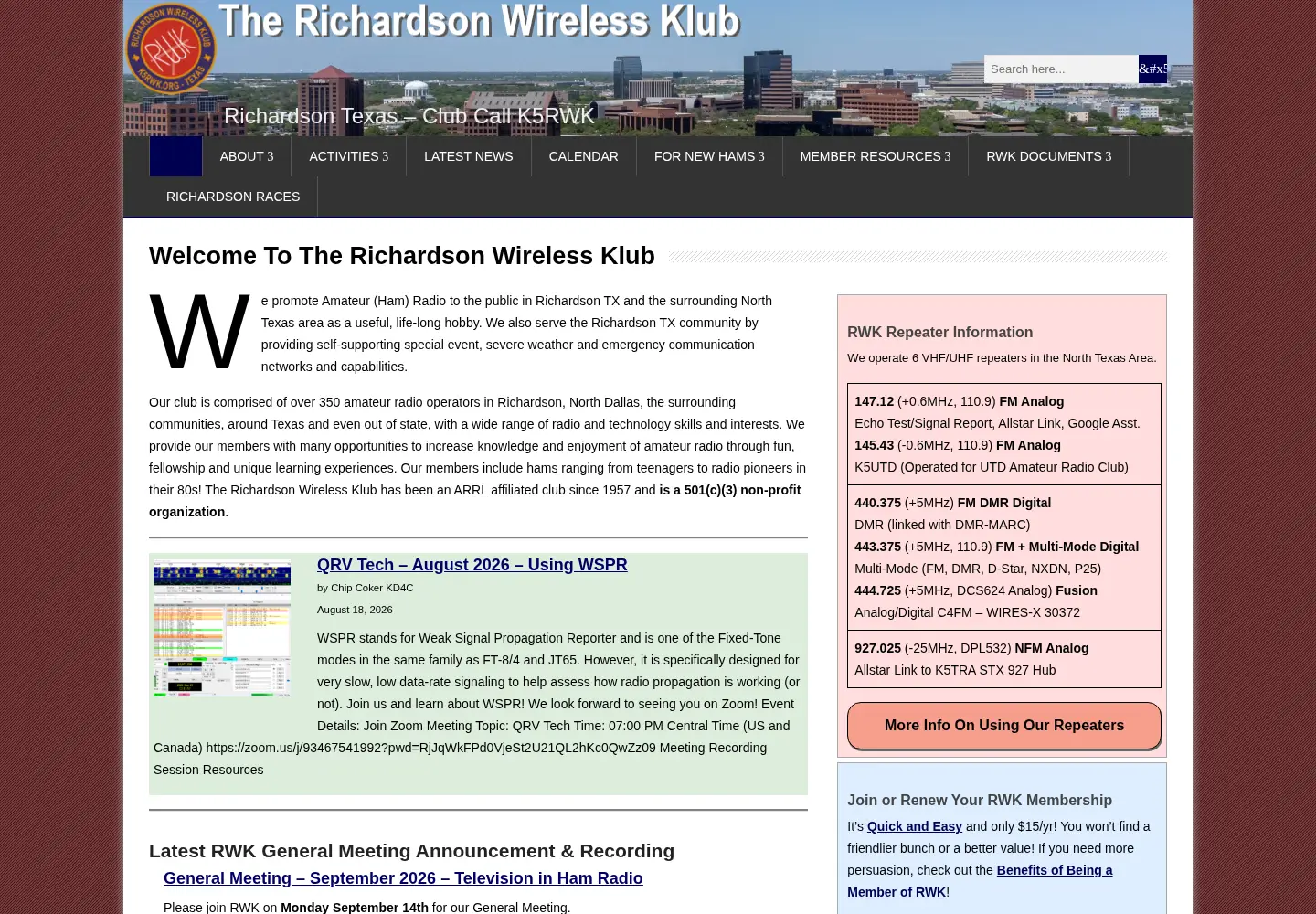 Screenshot of k5rwk.org