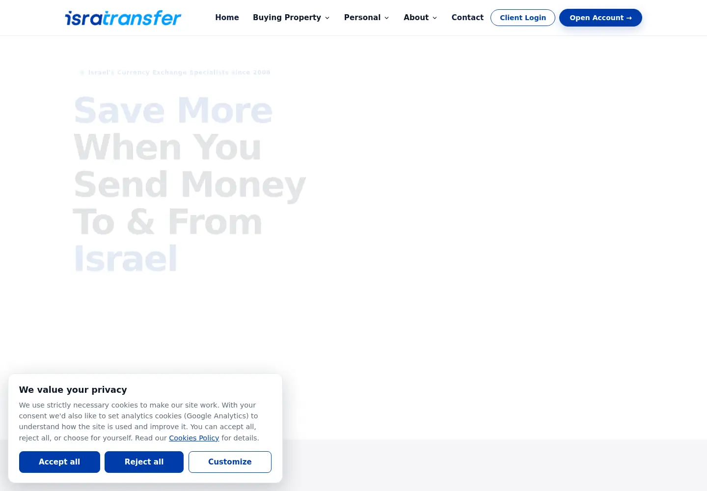 Captured homepage of isratransfer.com in the current scan