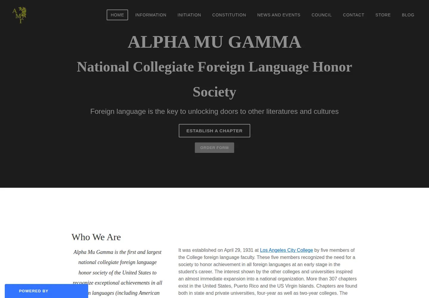 Captured homepage of amgnational.org in the current scan