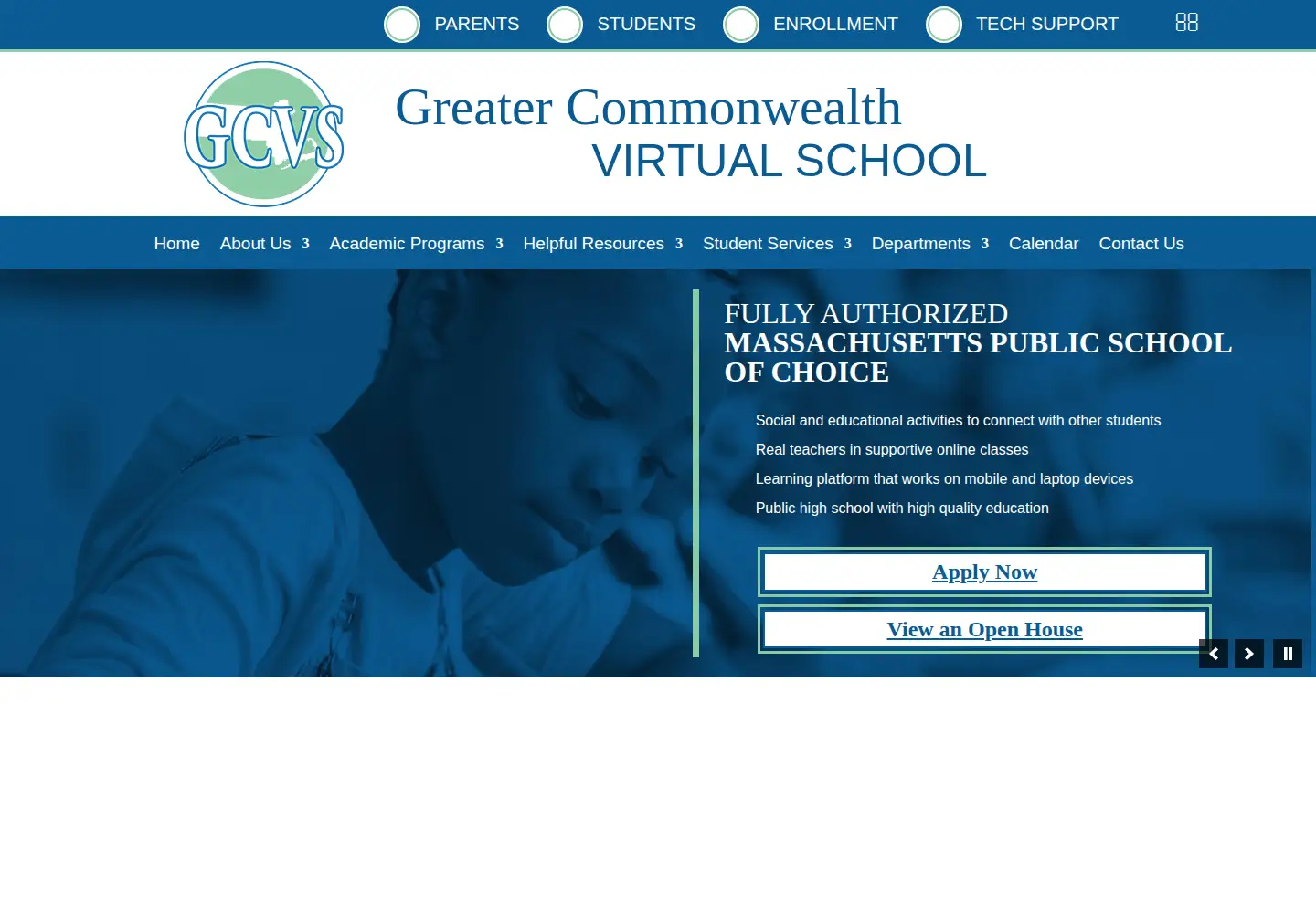 Screenshot of gcvs.org