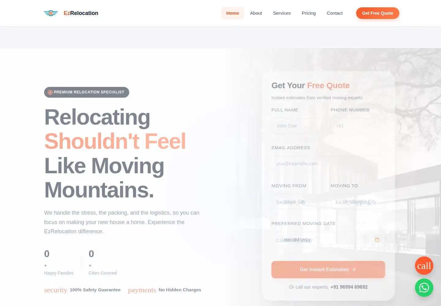 Screenshot of ezrelocation.in