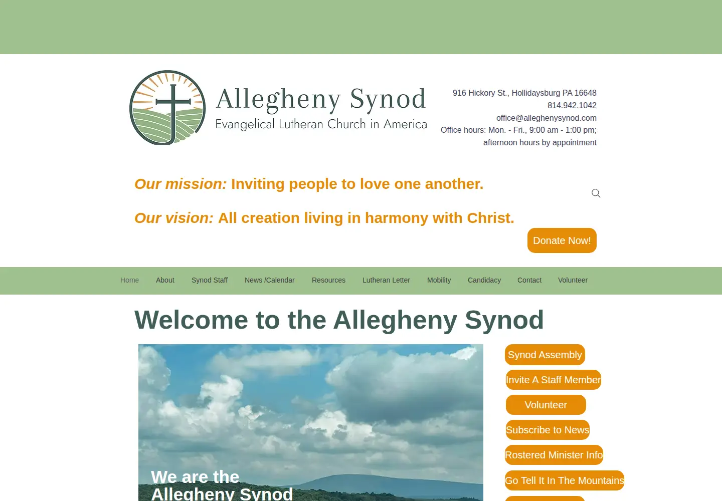 Screenshot of alleghenysynod.org