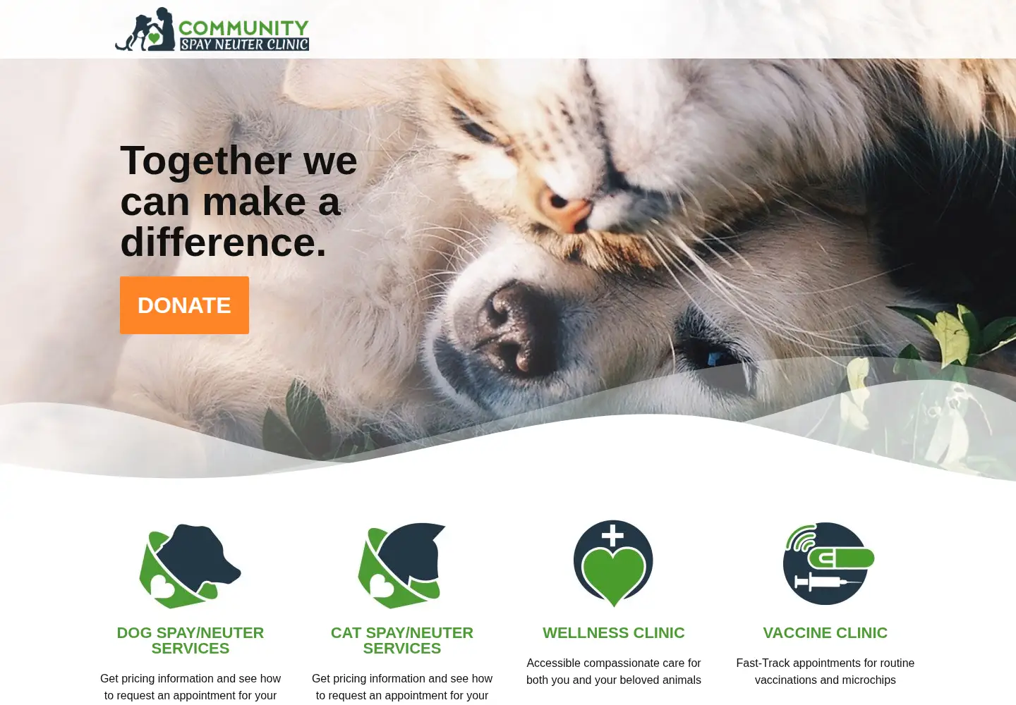 Captured homepage of communityspayneuter.com in the current scan