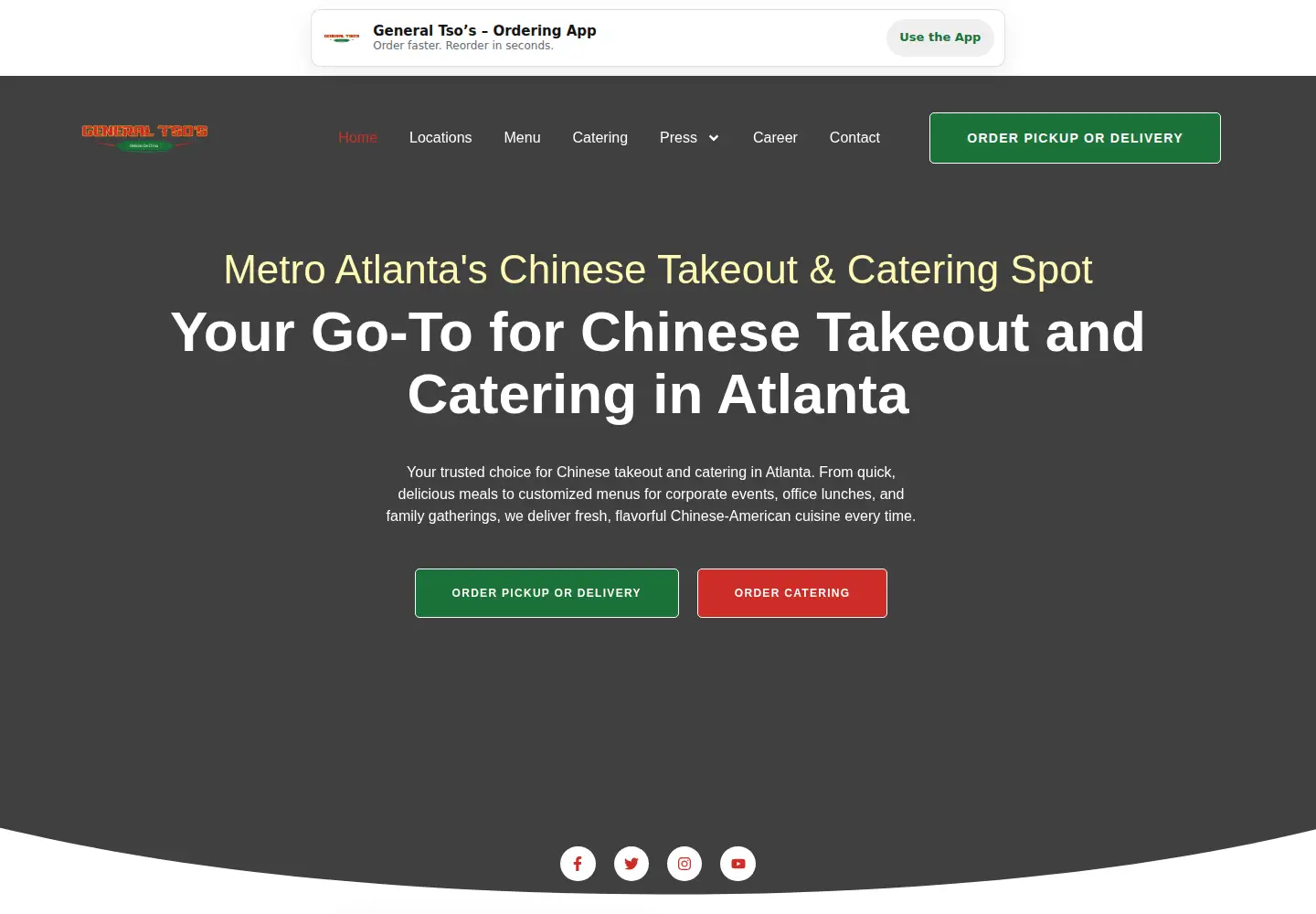 Captured homepage of generaltsoscatering.com in the current scan