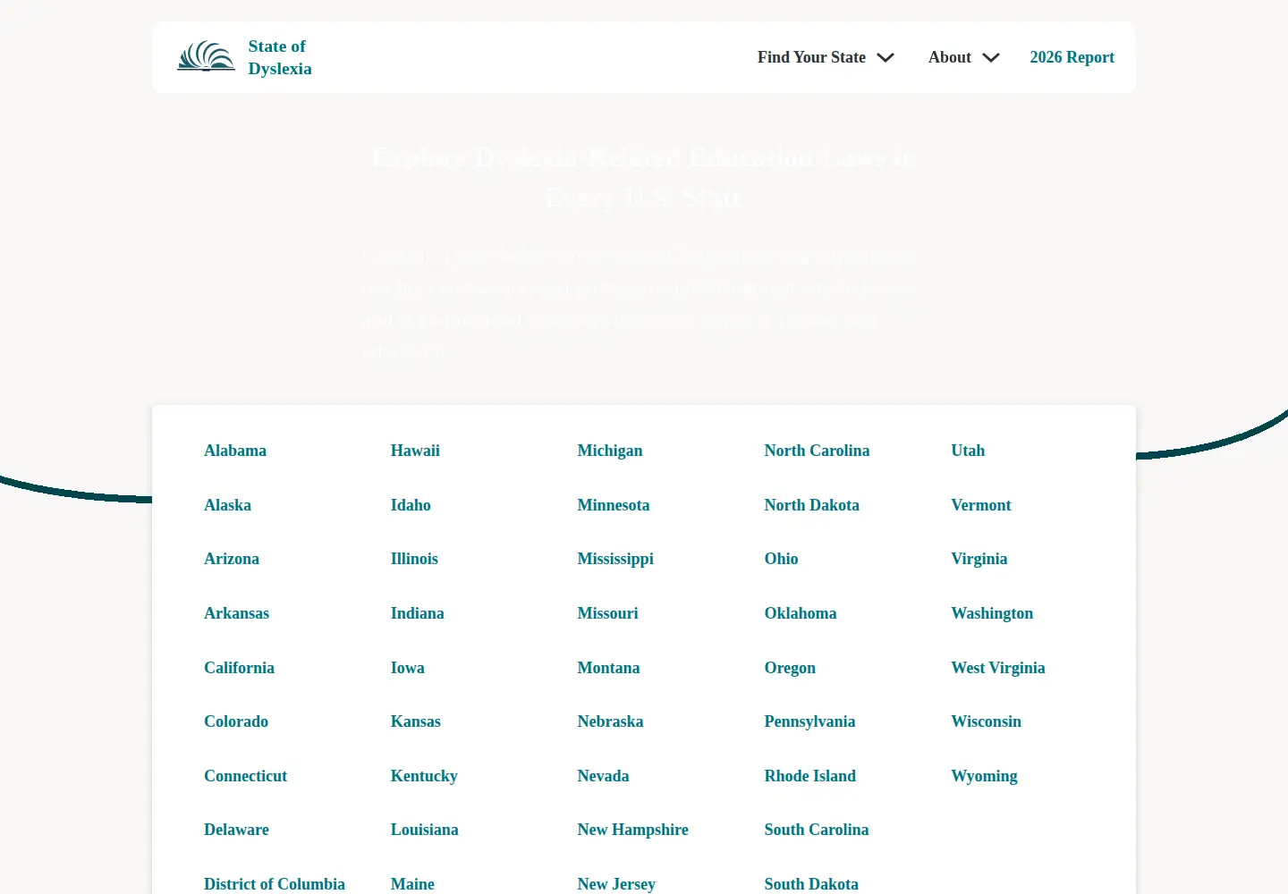 Screenshot of stateofdyslexia.org
