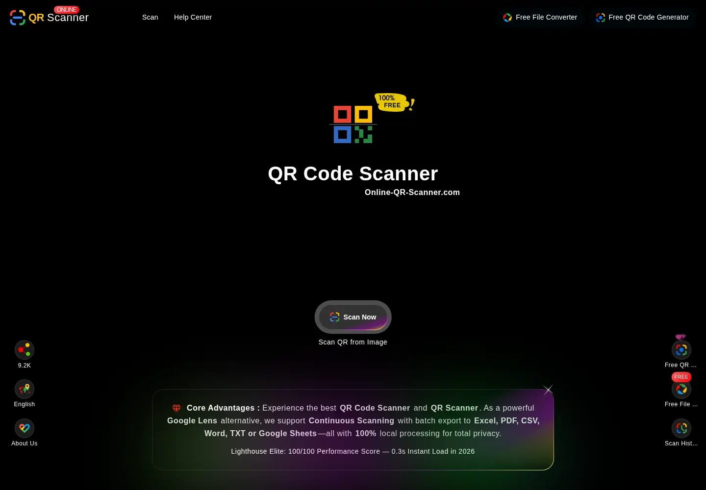 Captured homepage of online-qr-scanner.com in the current scan