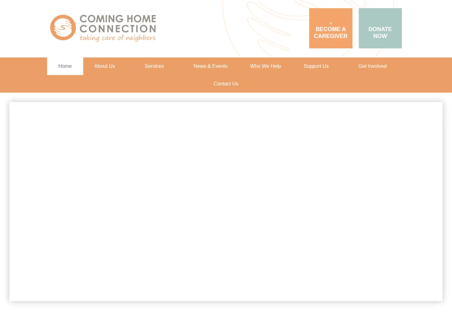 Captured homepage of cominghomeconnection.org in the current scan
