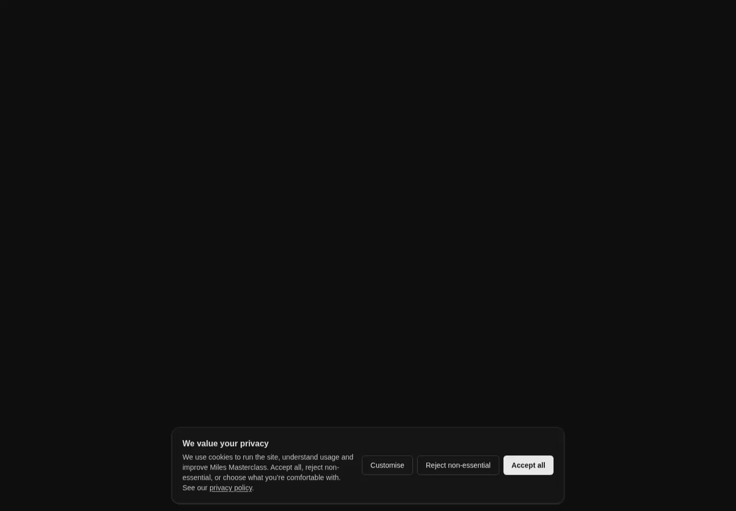 Captured homepage of milesmasterclass.com in the current scan