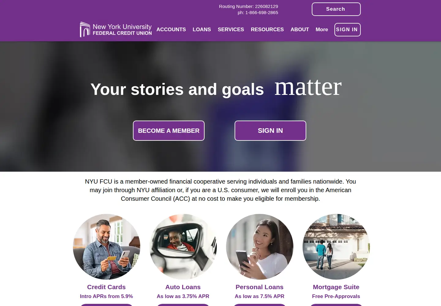 Captured homepage of nyufcu.com in the current scan